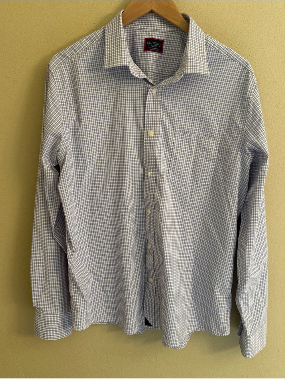 UNTUCKit Mens Shirt XL Blue Pink White Check Long Sleeve Office Career Preppy